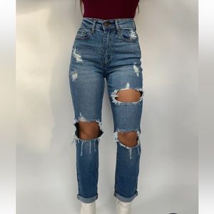 Distressed Blue Jeans